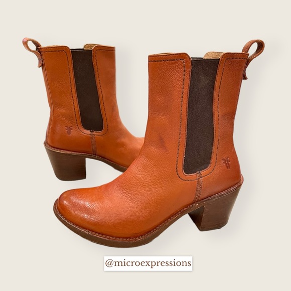 Frye Shoes Frye Carson Chelsea Cognac Brown Leather Mid Calf Pull